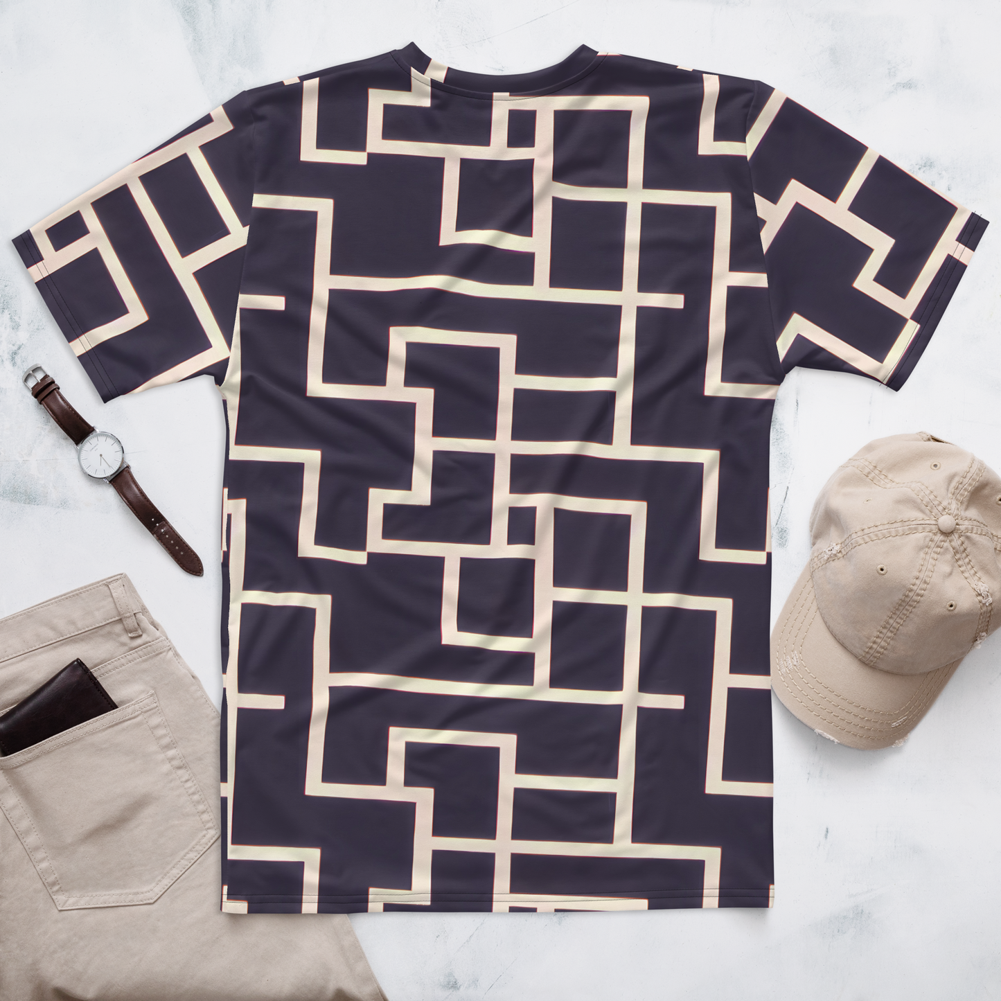 Men's Crew Neck T-Shirt - Gilded Gridlock