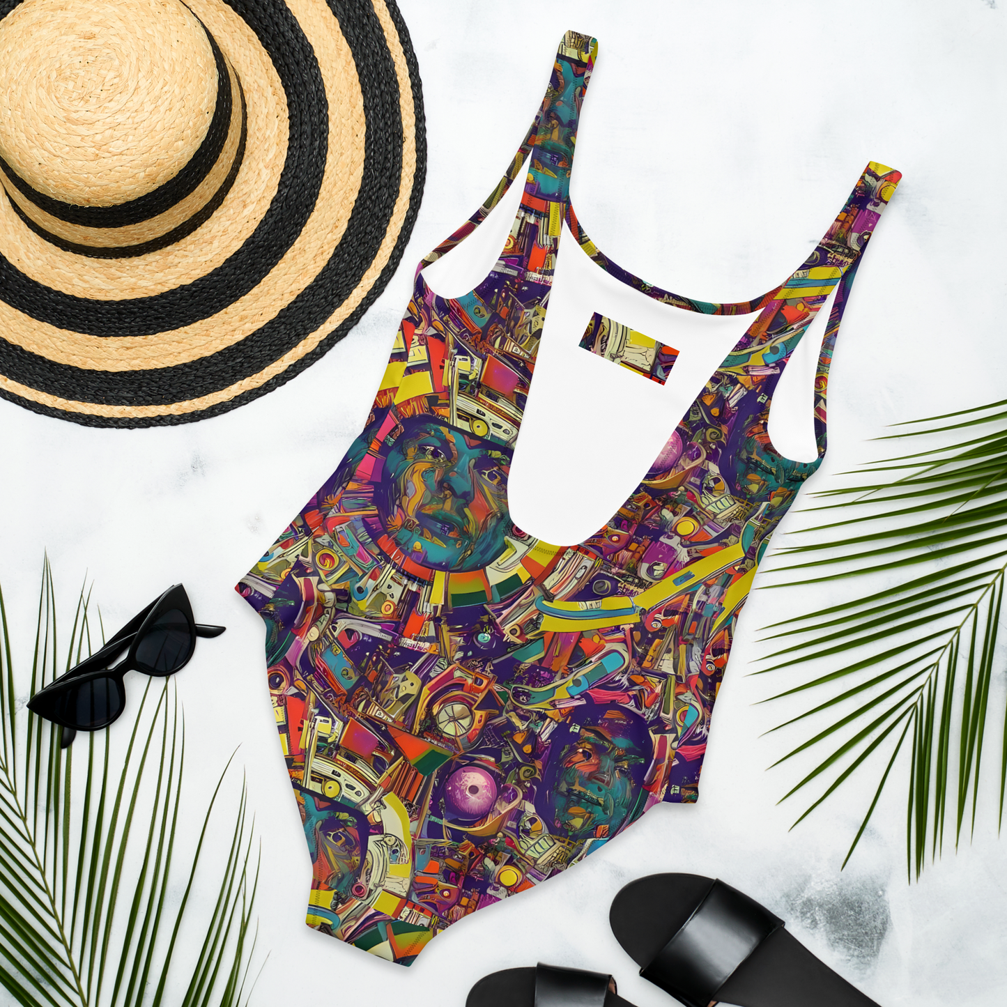 One-Piece Swimsuit - Cosmic Collage