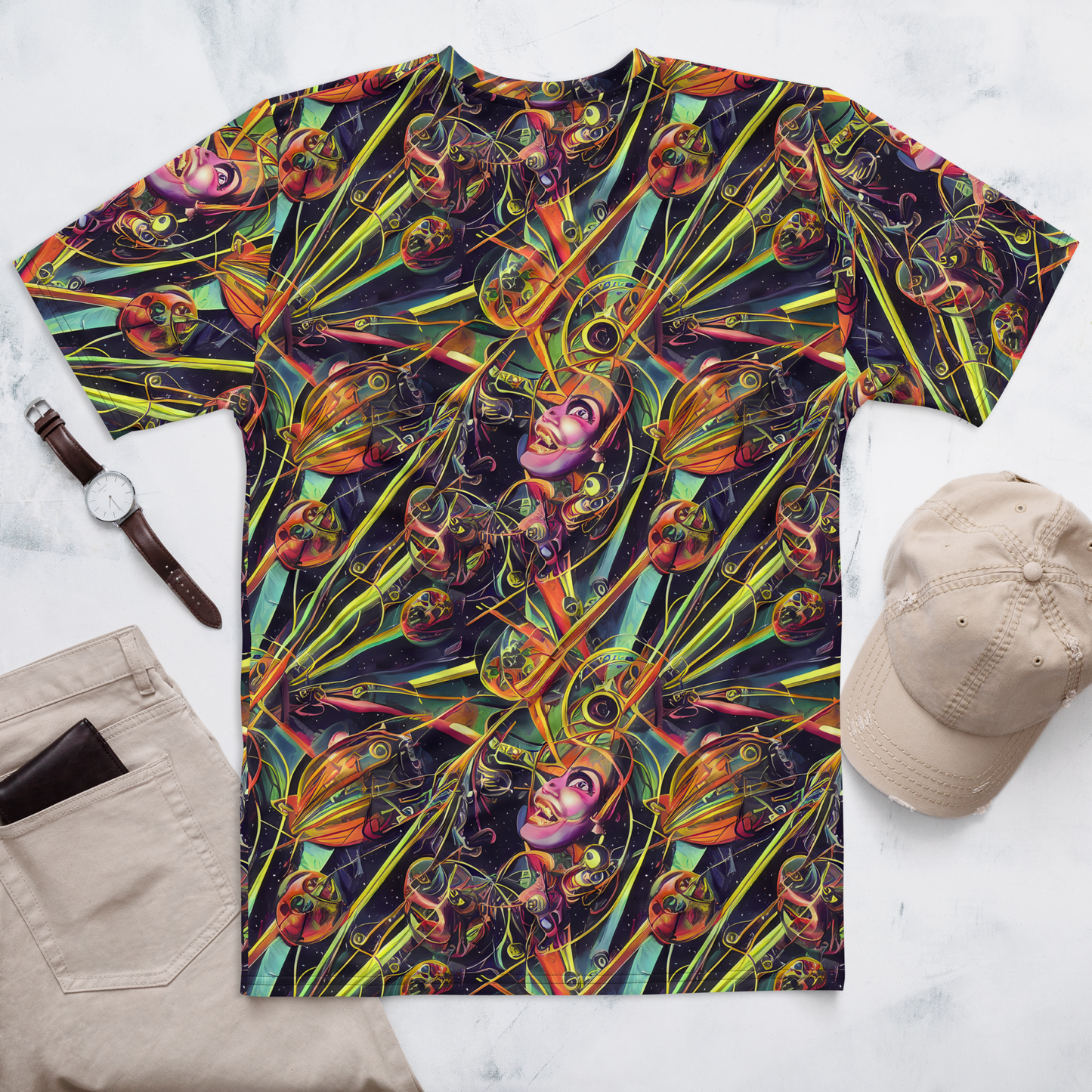 Men's Crew Neck T-Shirt - Psychedelic Deep Space