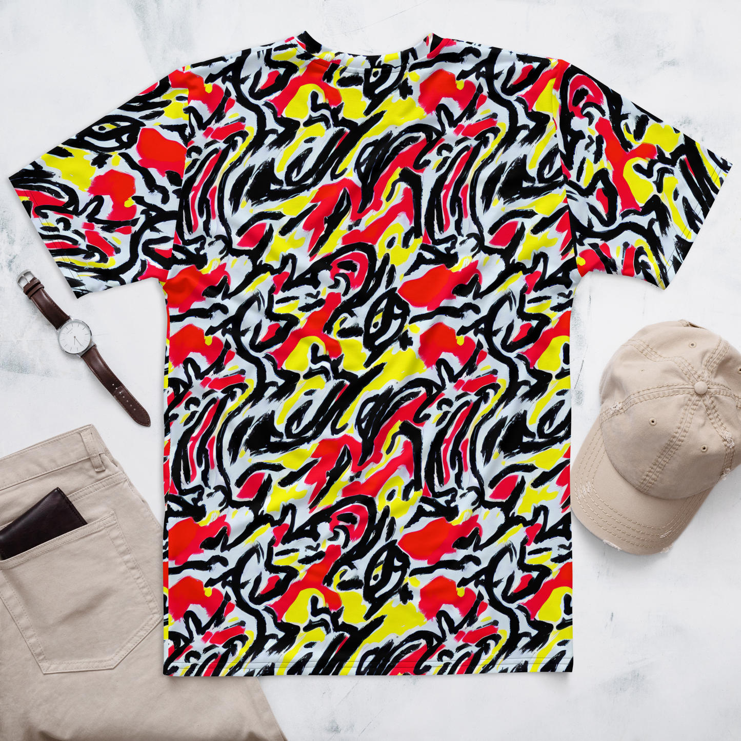 Men's Crew Neck T-Shirt - Cosmic Brushstrokes