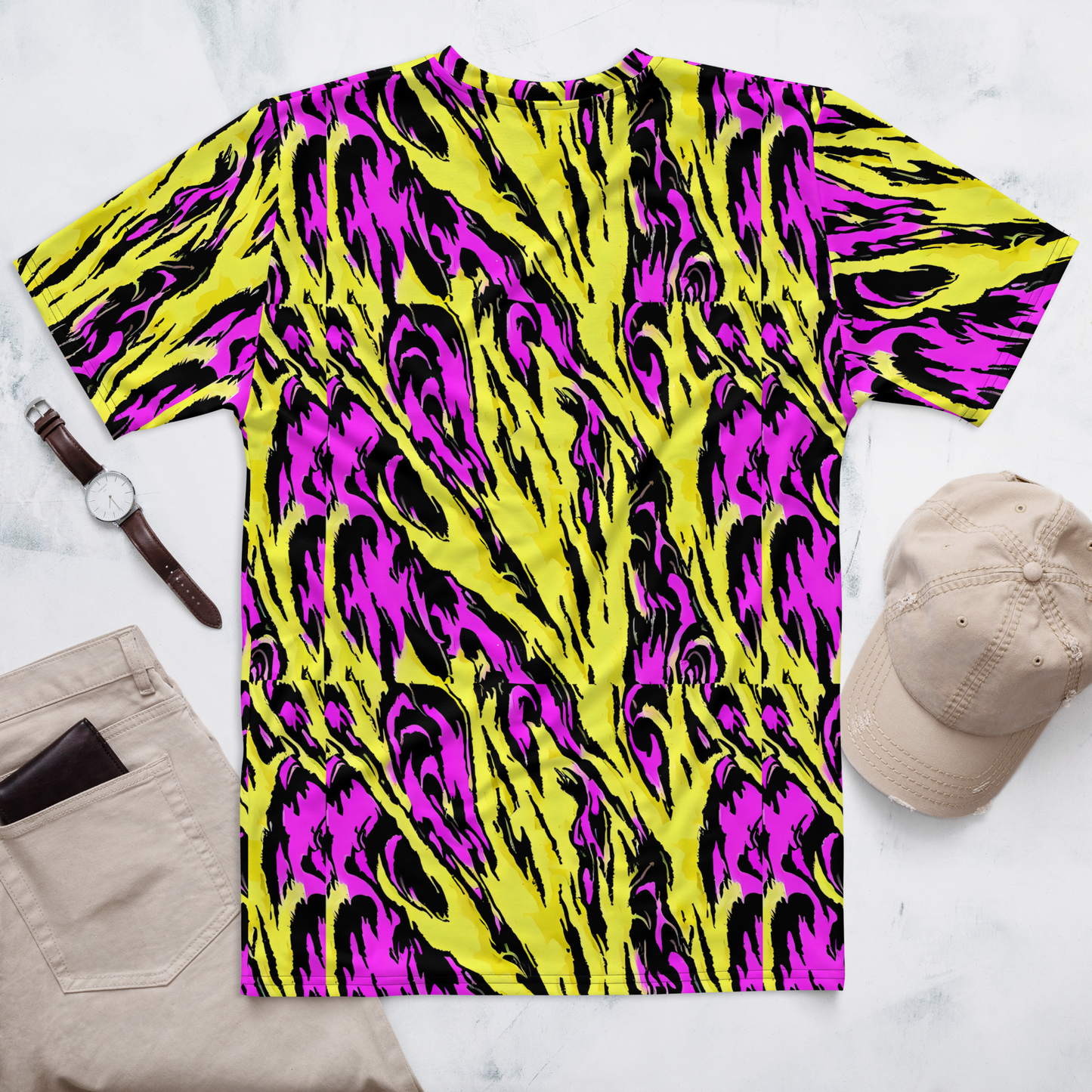 Men's Crew Neck T-Shirt - Neon Savanna