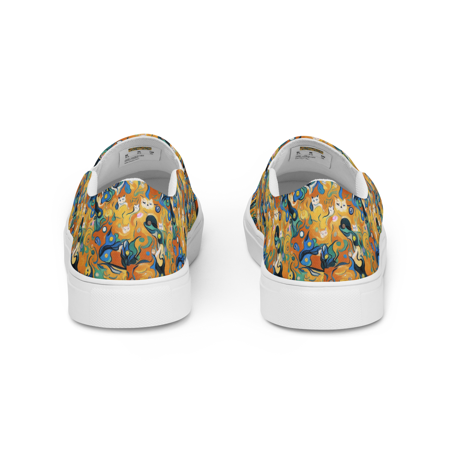 Men's Slip-On Canvas Shoes - Whimsical Feline Dance