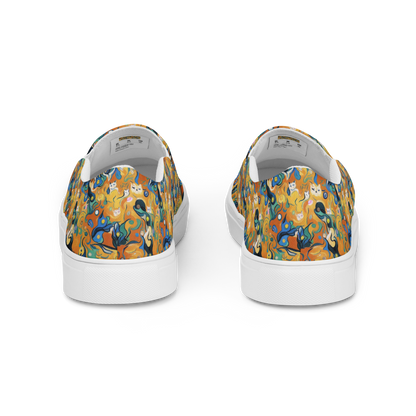 Men's Slip-On Canvas Shoes - Whimsical Feline Dance