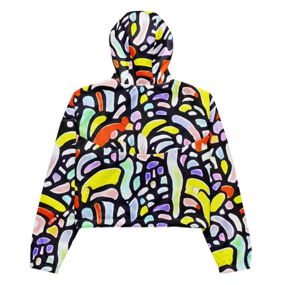 Women's Cropped Windbreaker - Cubist Carousel