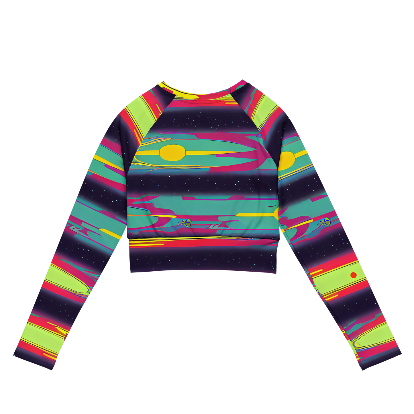 Long Sleeve Crop Top - Astro Pop