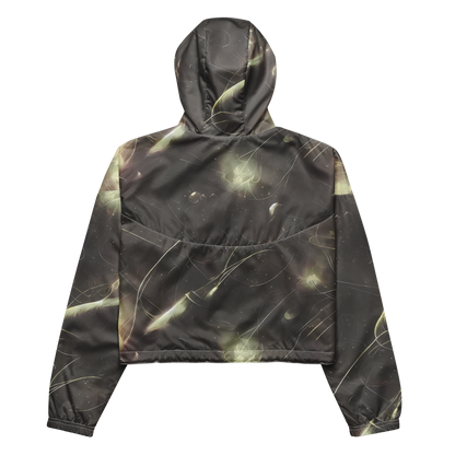 Women's Cropped Windbreaker - Nebula Veins