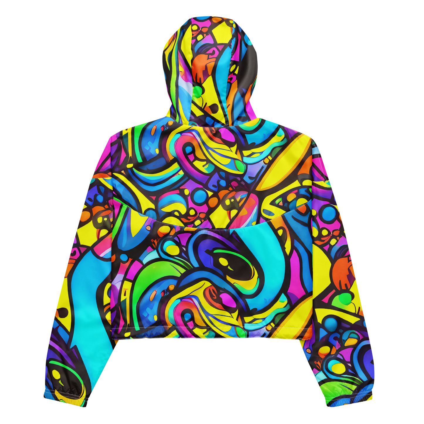 Women's Cropped Windbreaker - Kaleidoscopic Flow