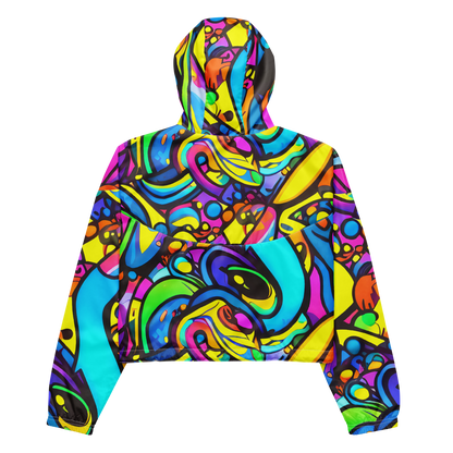 Women's Cropped Windbreaker - Kaleidoscopic Flow