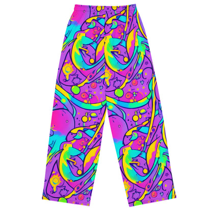 Wide-Leg Pants - Neon Galaxy Whirl