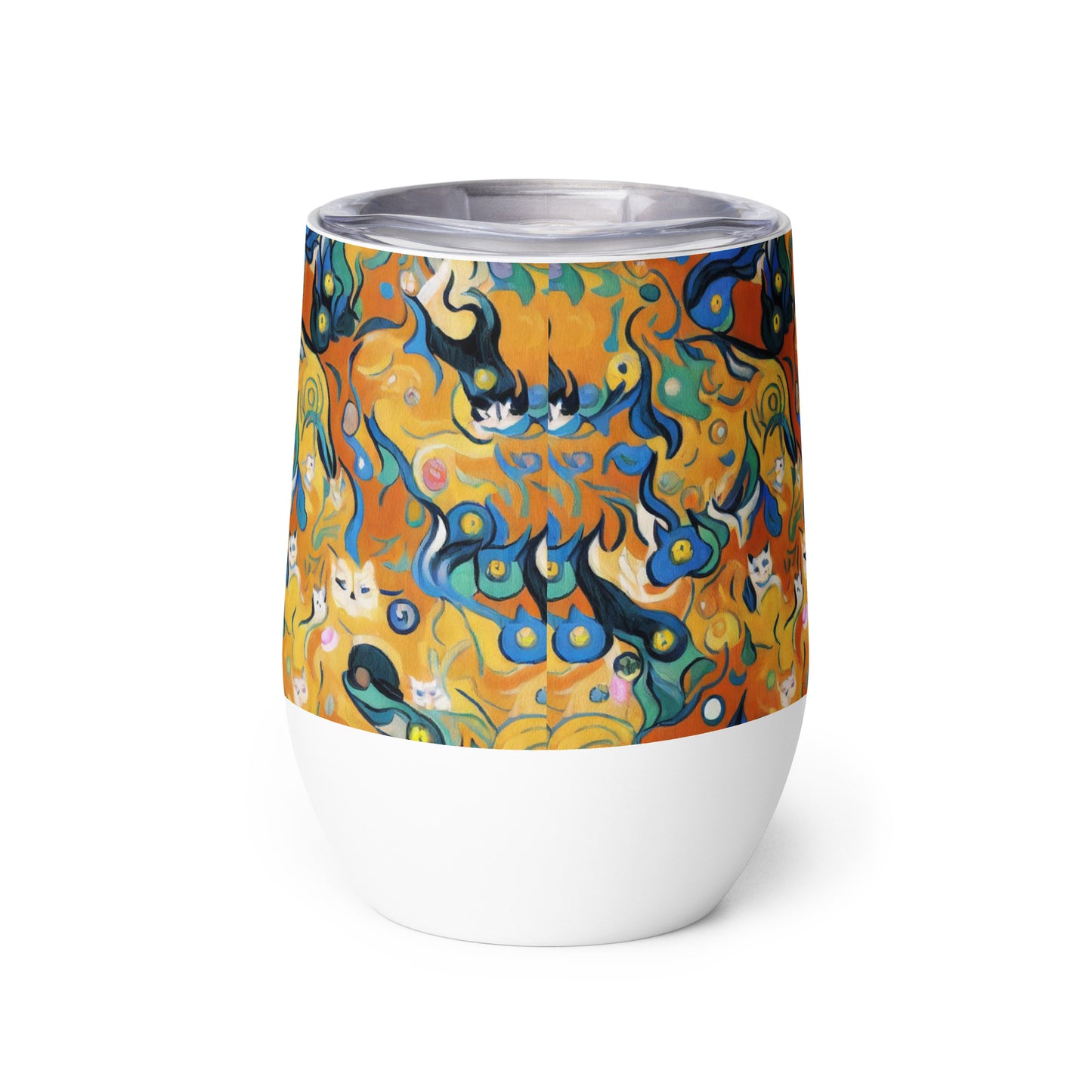 Wine Tumbler - Whimsical Feline Dance