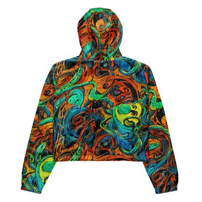 Women's Cropped Windbreaker - Flaming Mirage