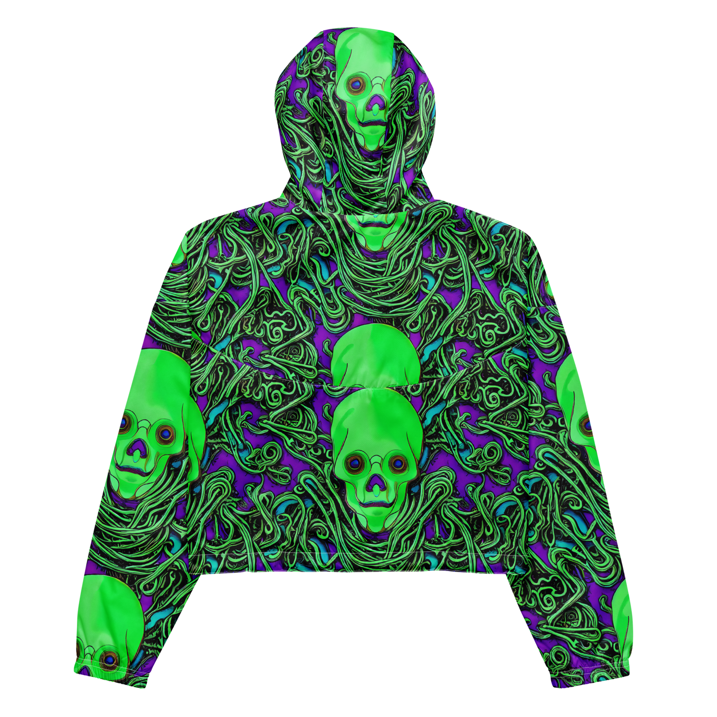 Women's Cropped Windbreaker - Ghostly Labyrinth