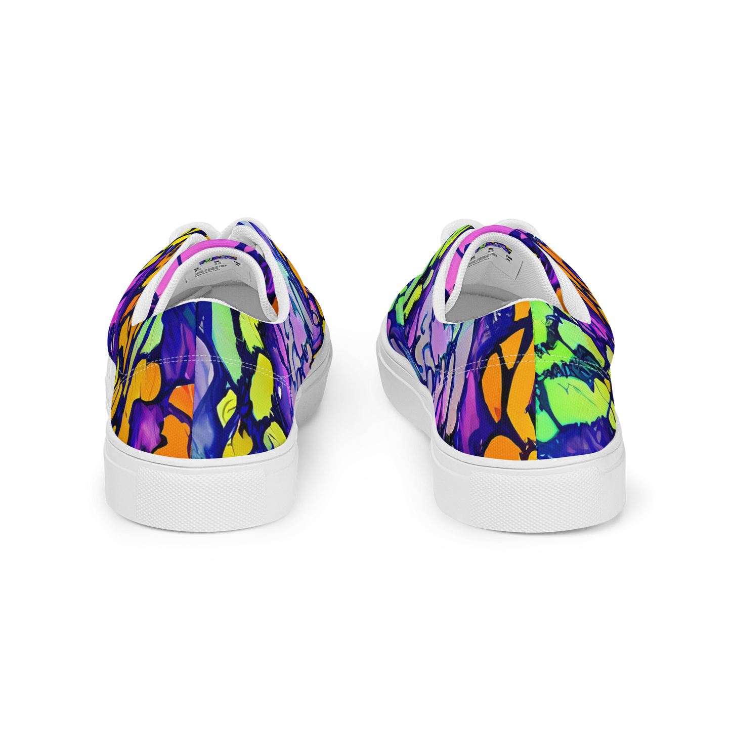 Women's Lace-Up Canvas Shoes - Surreal Waveforms