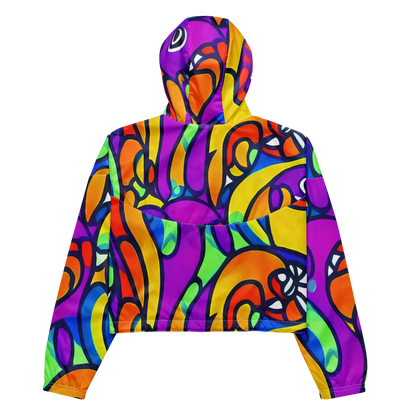 Women's Cropped Windbreaker - Kaleido Fish