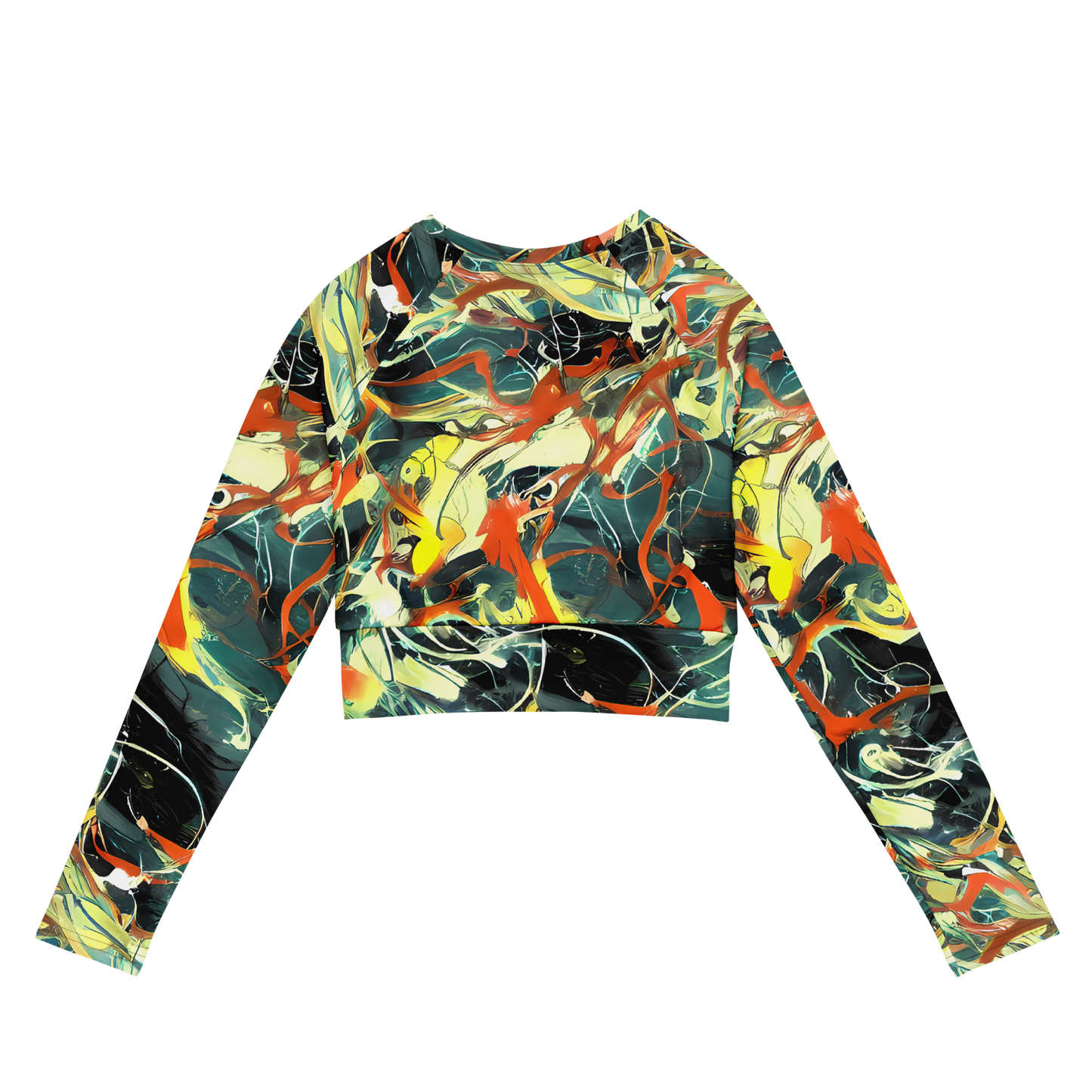 Long Sleeve Crop Top - Fluid Firestorm