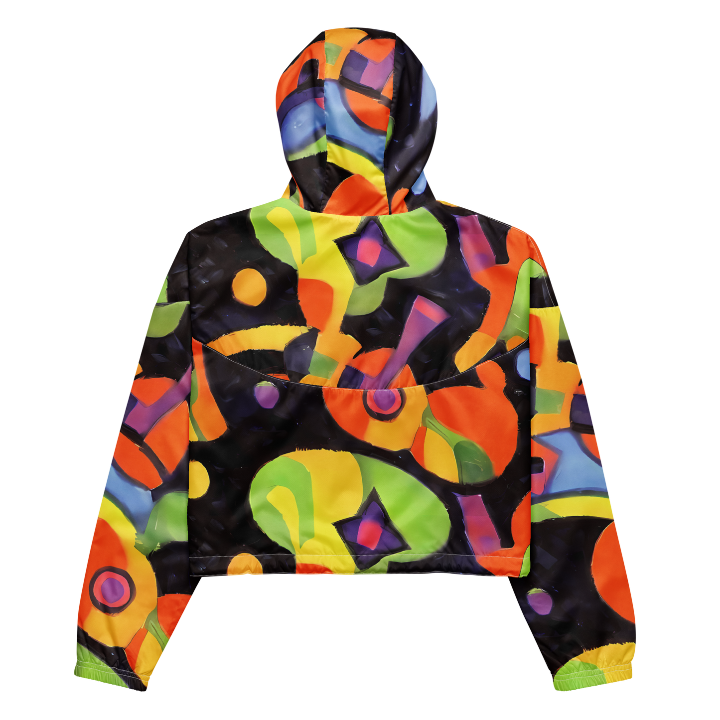 Women's Cropped Windbreaker - Neon Symphony