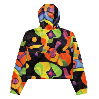 Women's Cropped Windbreaker - Neon Symphony