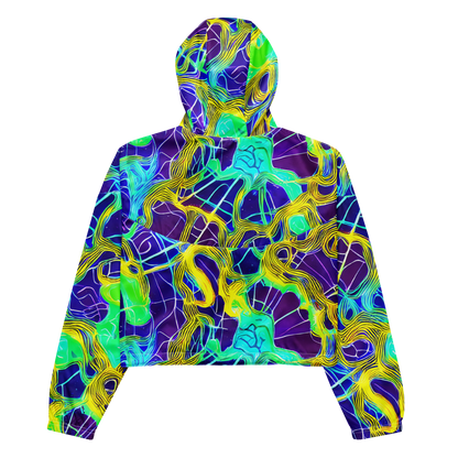 Women's Cropped Windbreaker - Neon Jungle Rhapsody