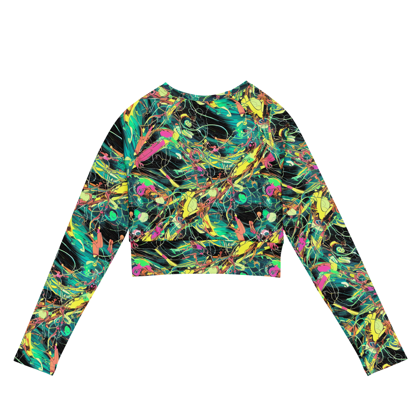 Long Sleeve Crop Top - Cyborg Whirl