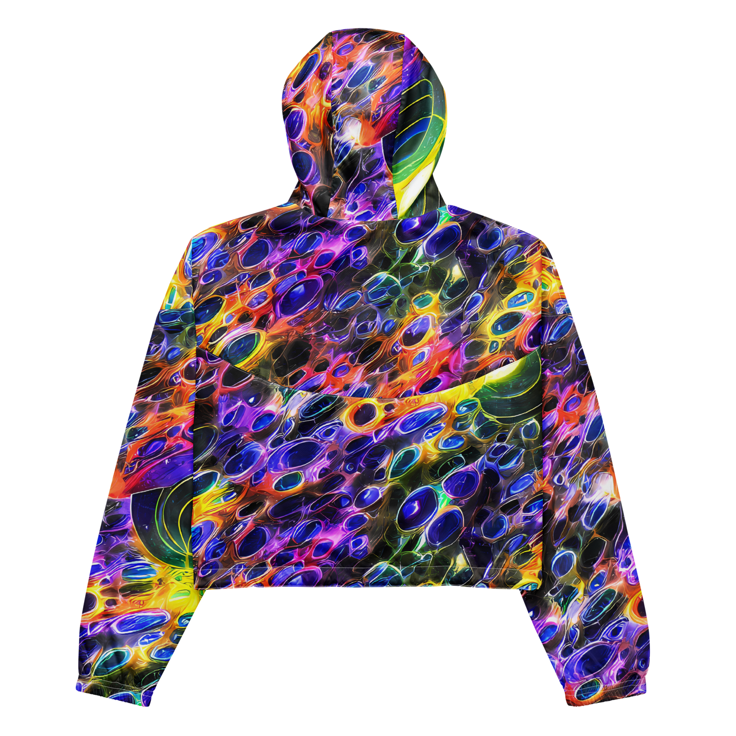 Women's Cropped Windbreaker - Neon Orbits