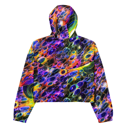 Women's Cropped Windbreaker - Neon Orbits