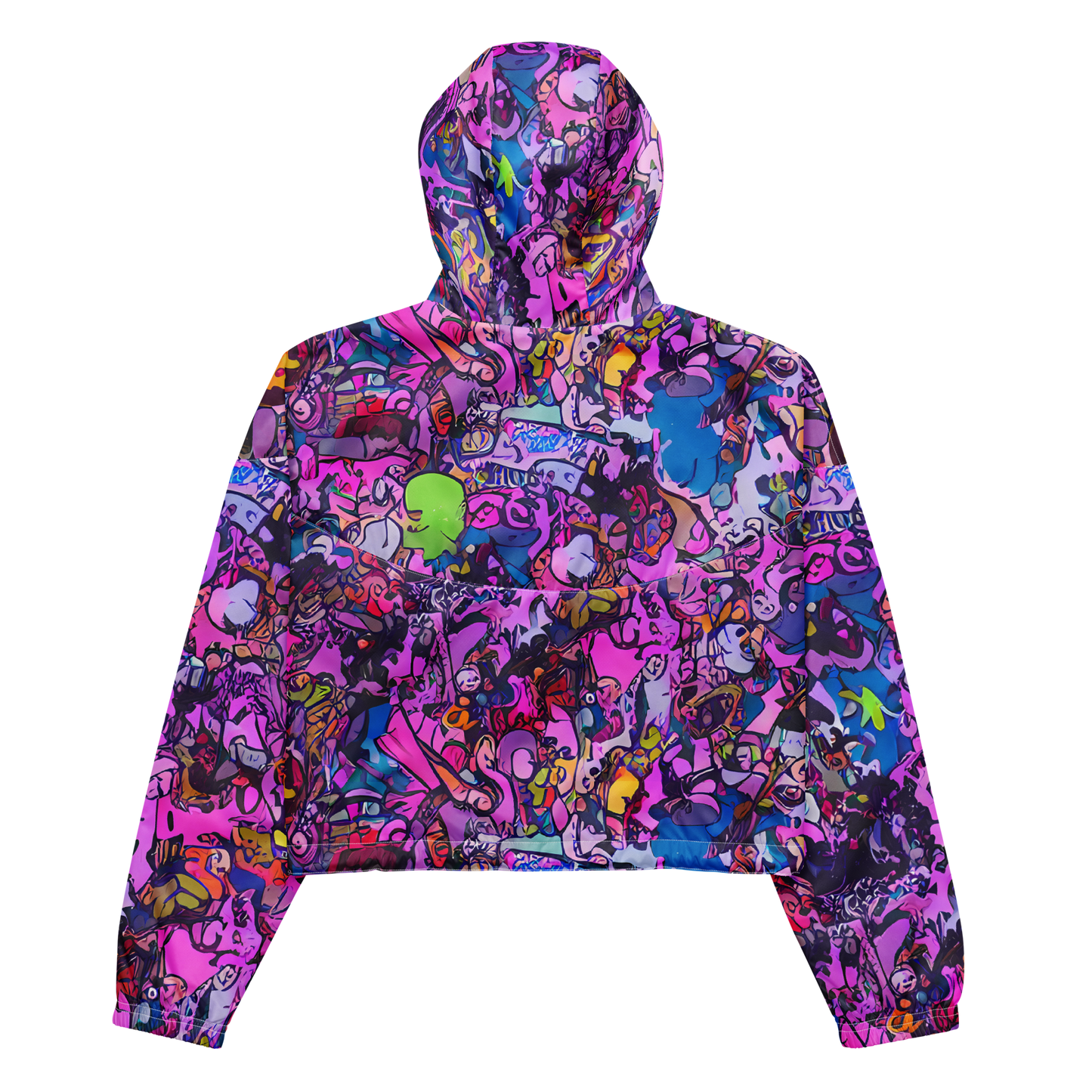 Women's Cropped Windbreaker - Chromatic Frenzy