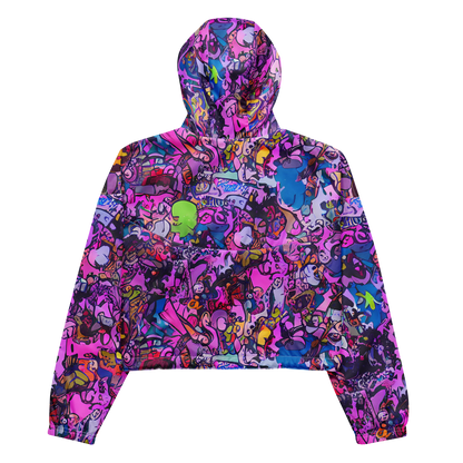 Women's Cropped Windbreaker - Chromatic Frenzy