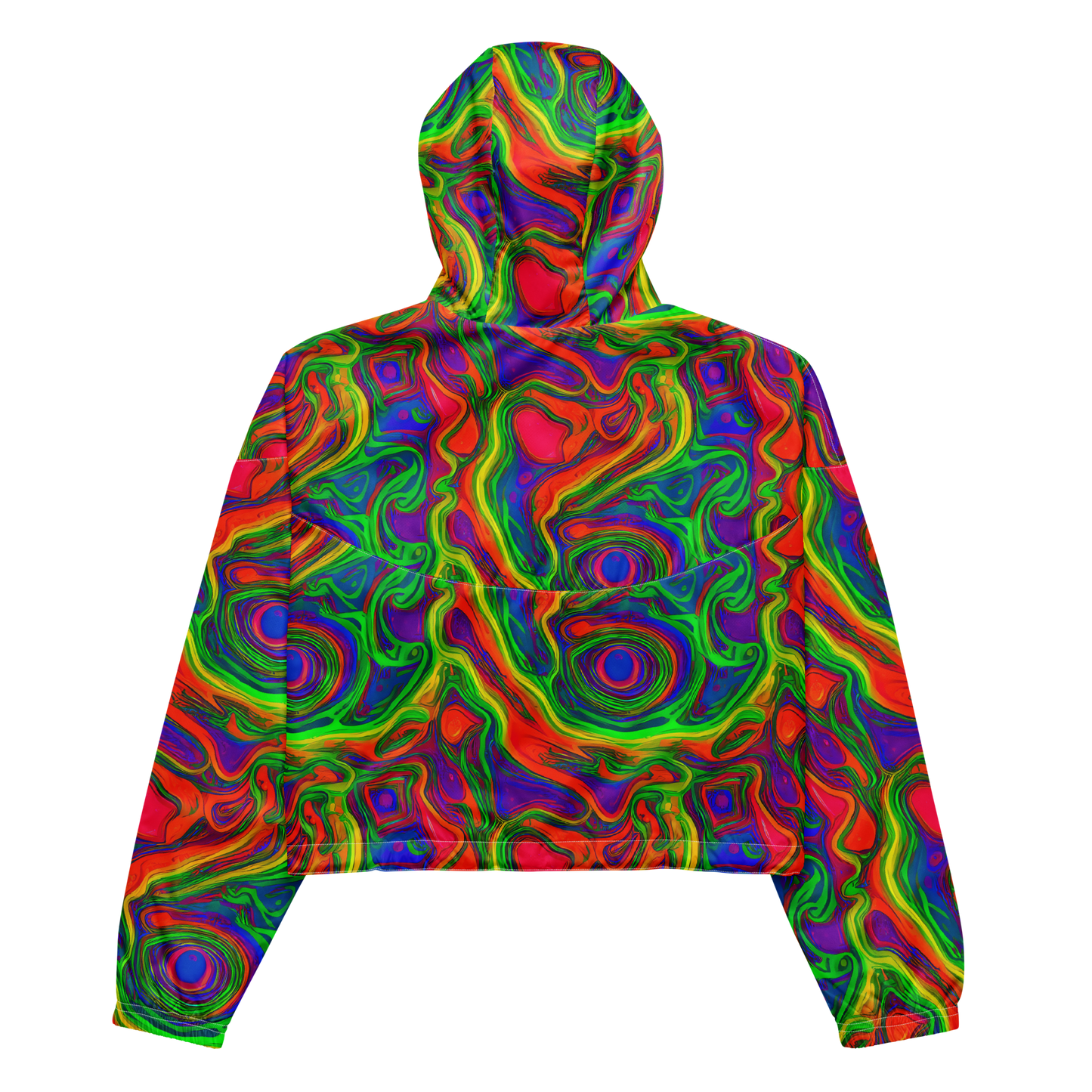 Women's Cropped Windbreaker - Psychedelic Waves