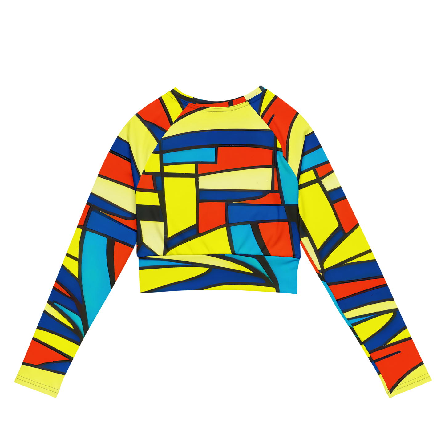 Long Sleeve Crop Top - Neon Fractals