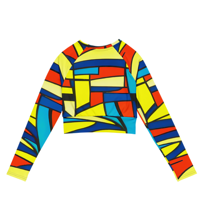 Long Sleeve Crop Top - Neon Fractals