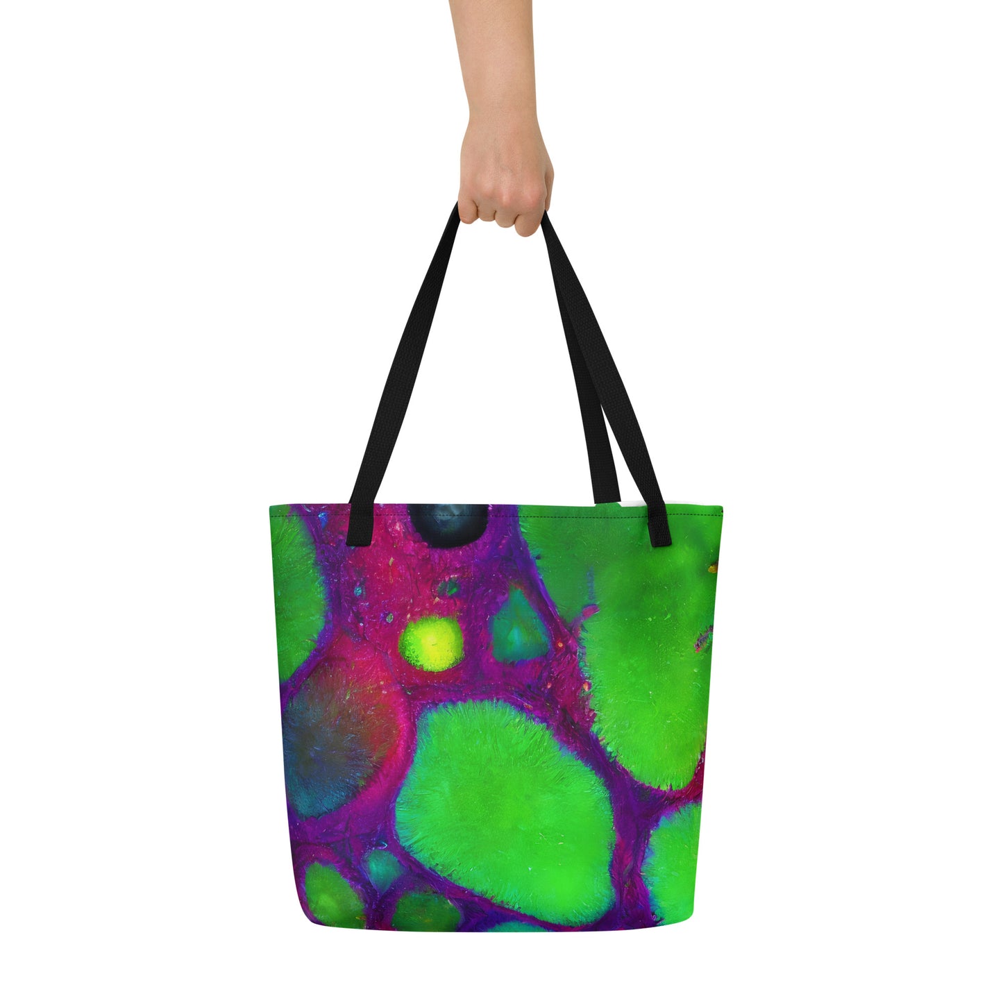 Large Tote Bag w/ Pocket - Acid Raindrops