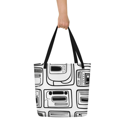 Large Tote Bag w/ Pocket - Techno Echo