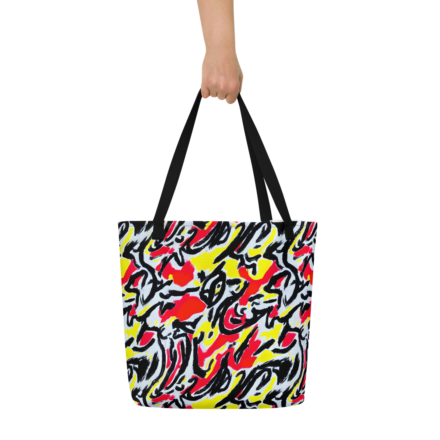 Large Tote Bag w/ Pocket - Cosmic Brushstrokes