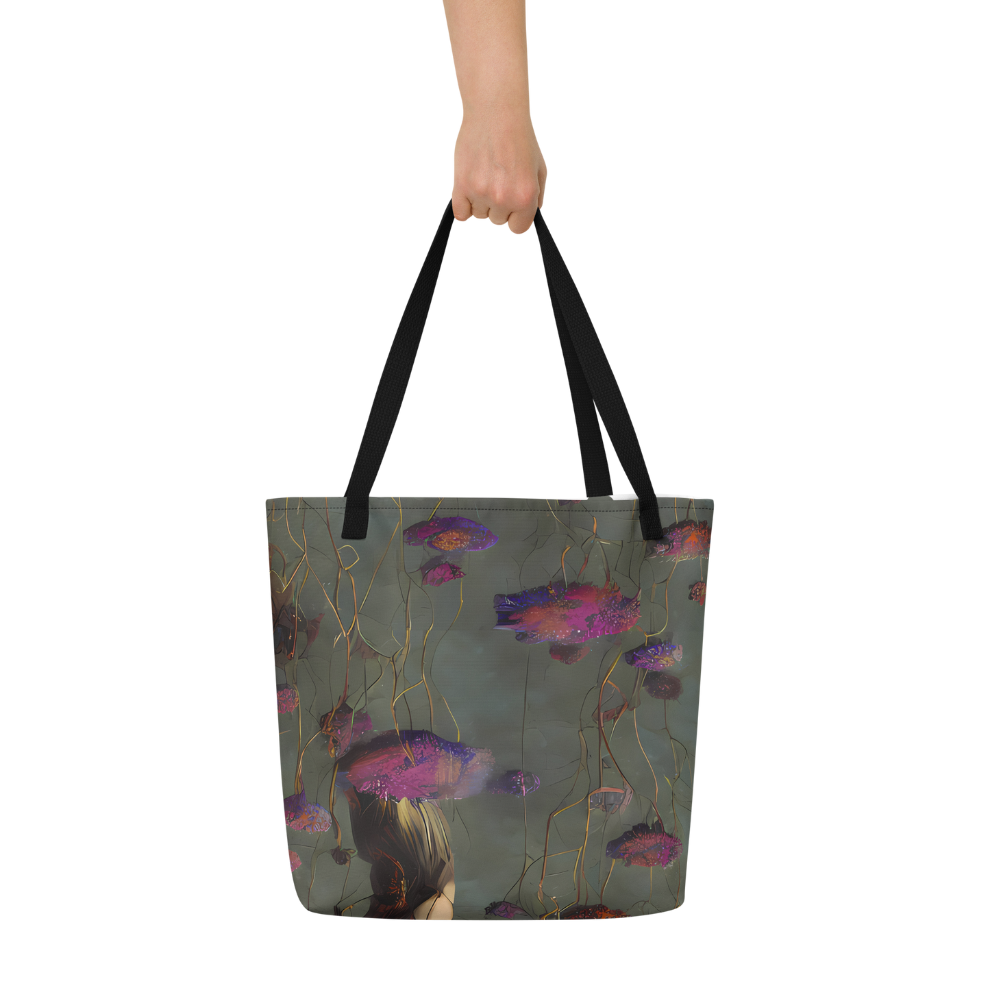 Large Tote Bag w/ Pocket - Ethereal Bloom