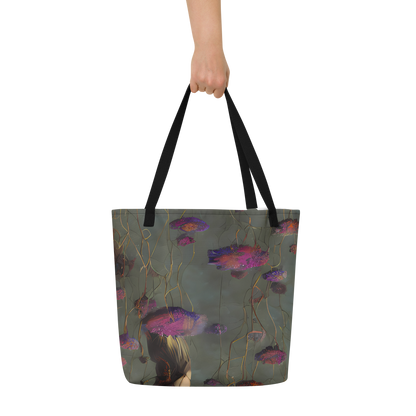 Large Tote Bag w/ Pocket - Ethereal Bloom