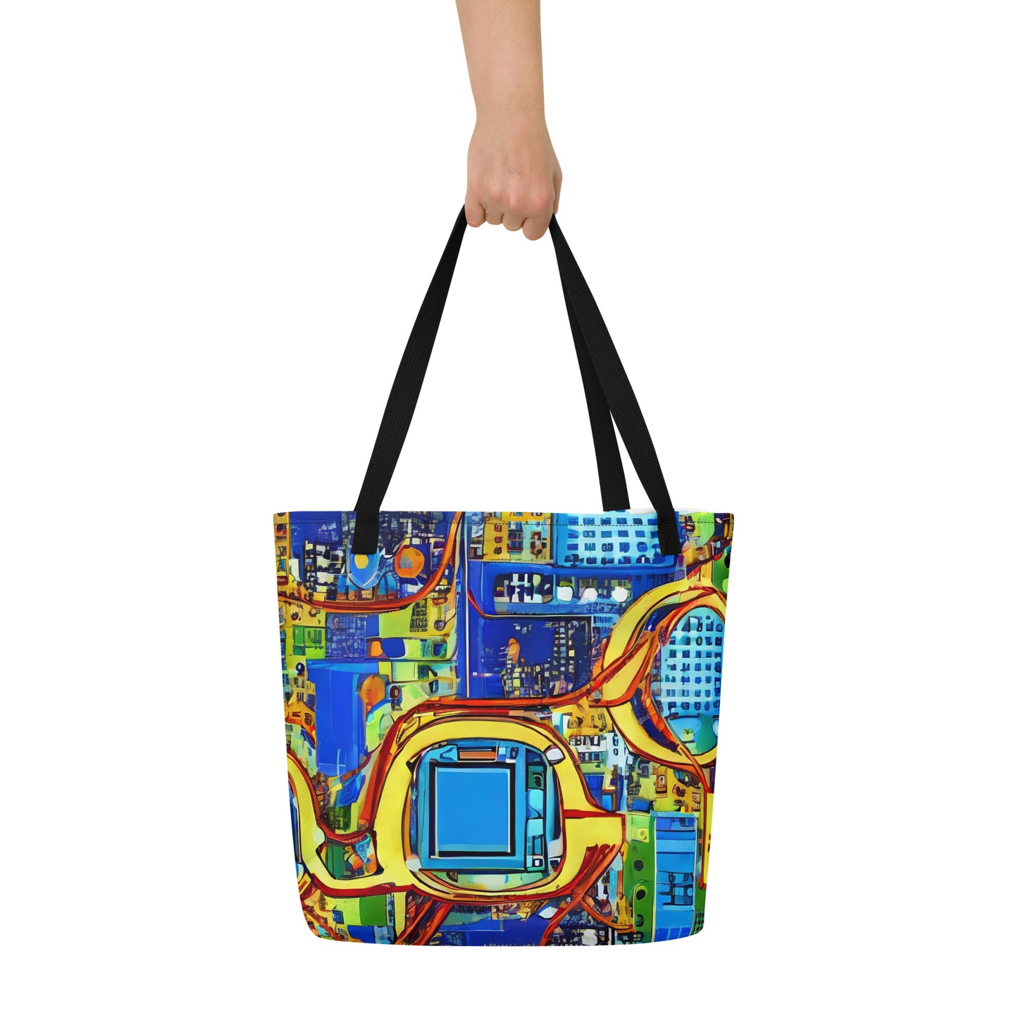 Large Tote Bag w/ Pocket - Circuitous Vision