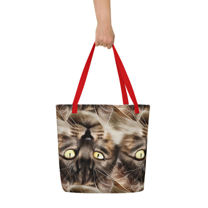 Large Tote Bag w/ Pocket - Feline Reverie