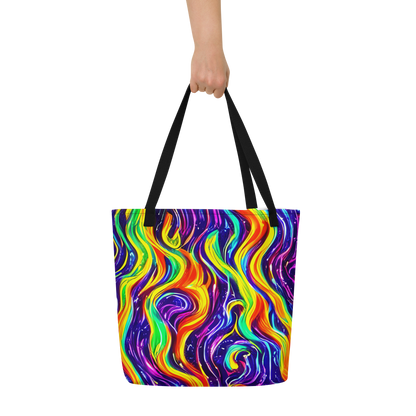 Large Tote Bag w/ Pocket - Galactic Flames