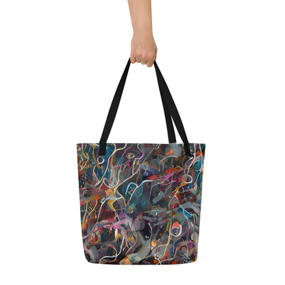 Large Tote Bag w/ Pocket - Chromatic Entanglement
