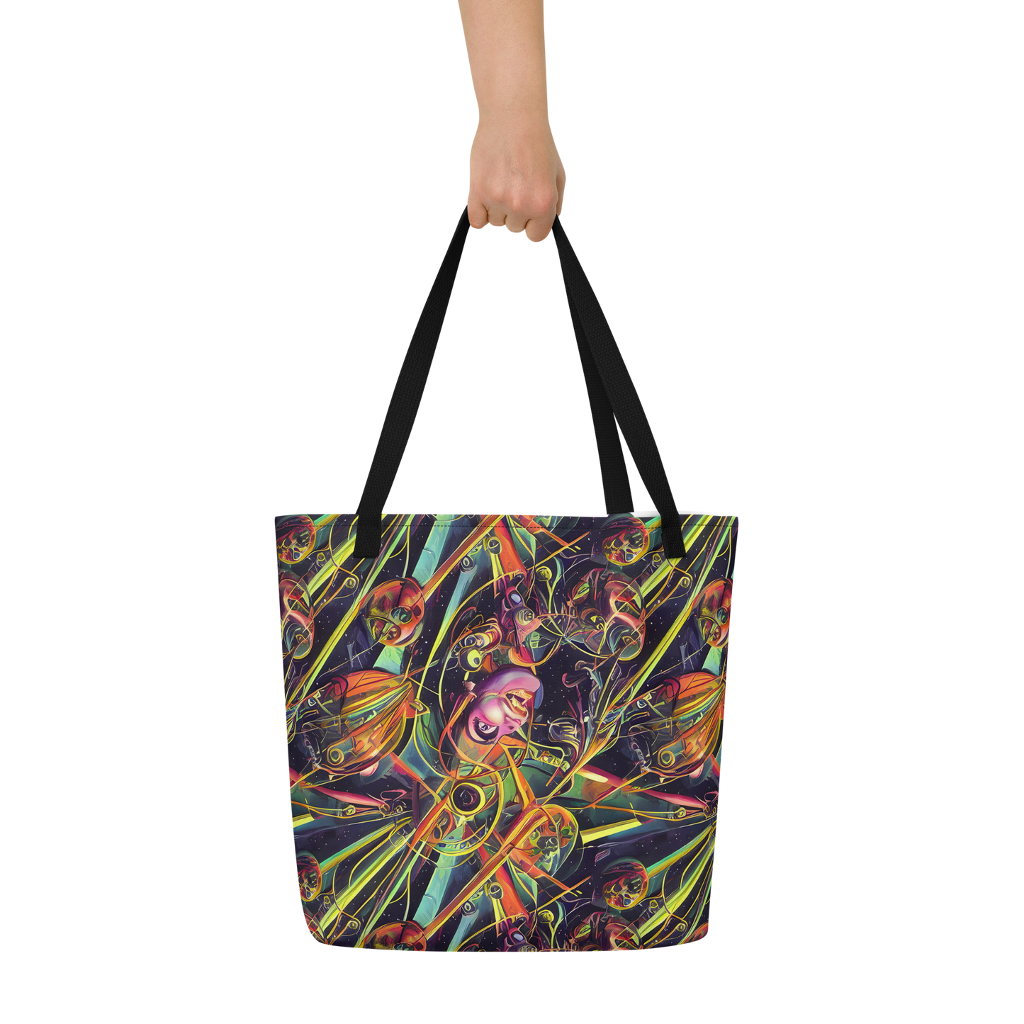 Large Tote Bag w/ Pocket - Psychedelic Deep Space