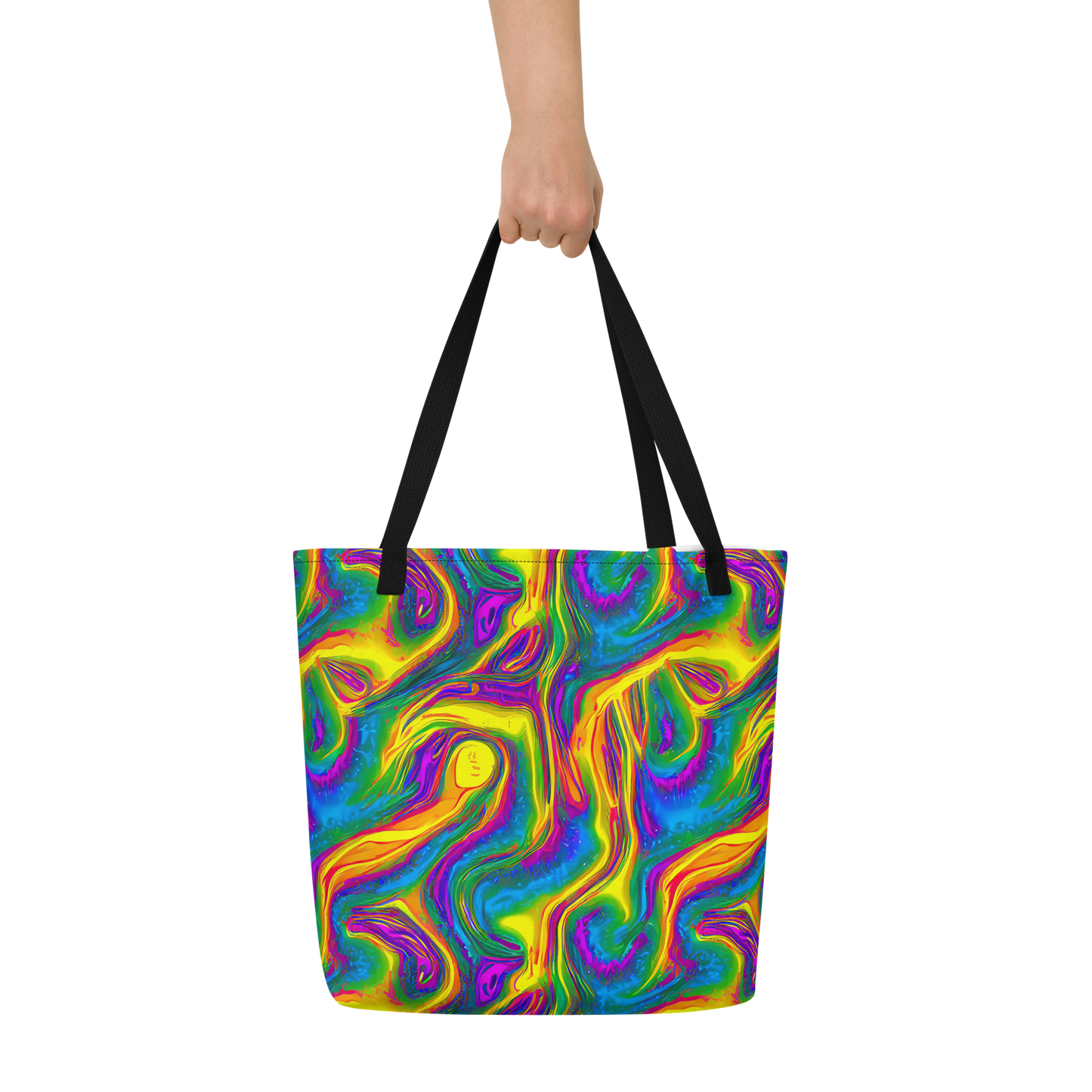 Large Tote Bag w/ Pocket - Electric Aurora