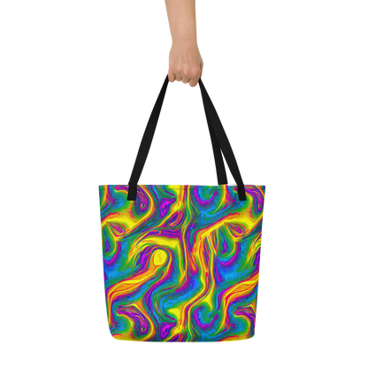 Large Tote Bag w/ Pocket - Electric Aurora