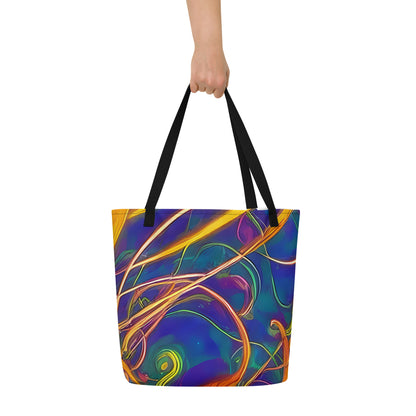 Large Tote Bag w/ Pocket - Luminous Whirl