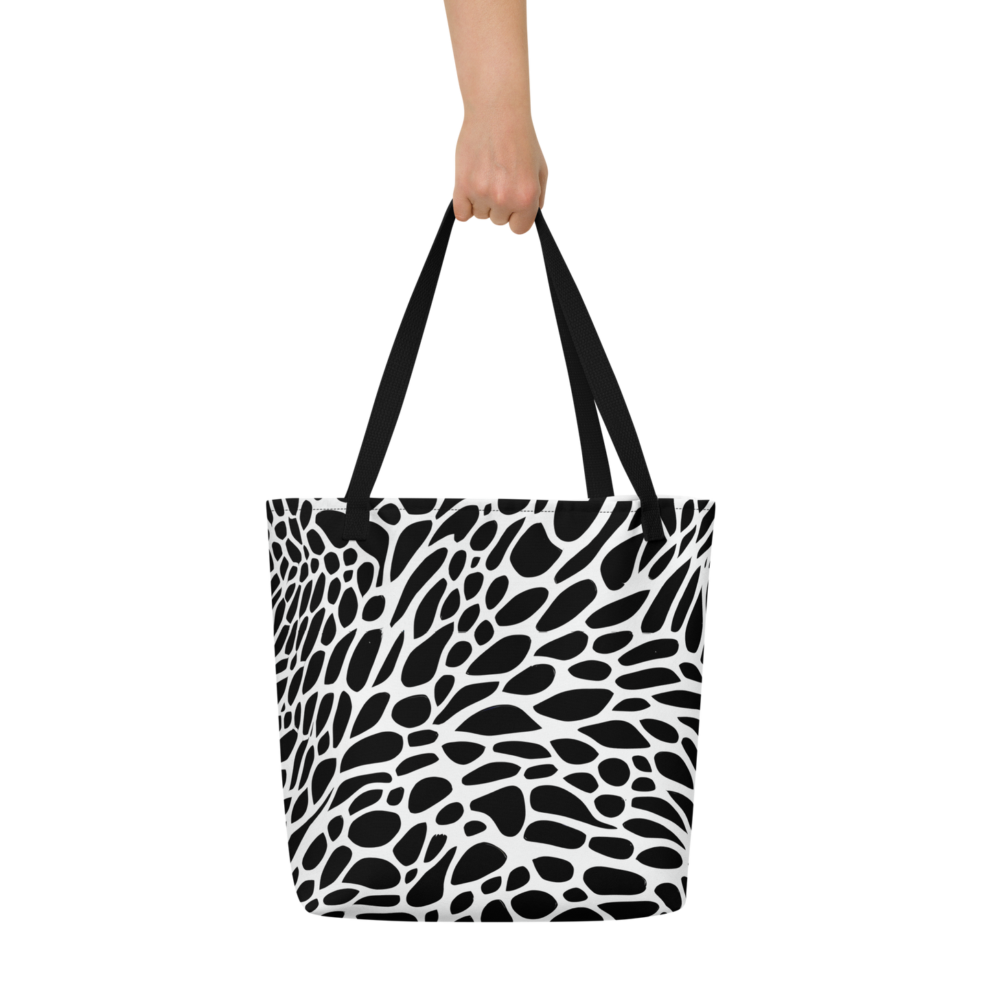 Large Tote Bag w/ Pocket - Monochrome Mystique