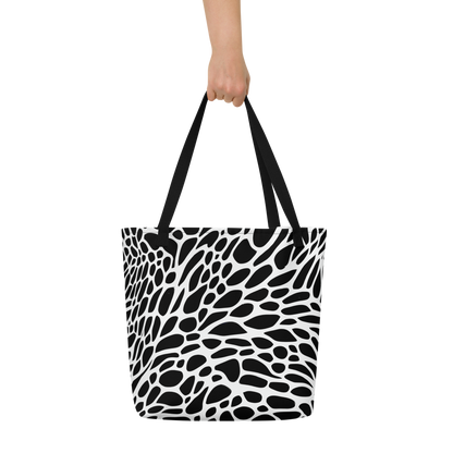 Large Tote Bag w/ Pocket - Monochrome Mystique