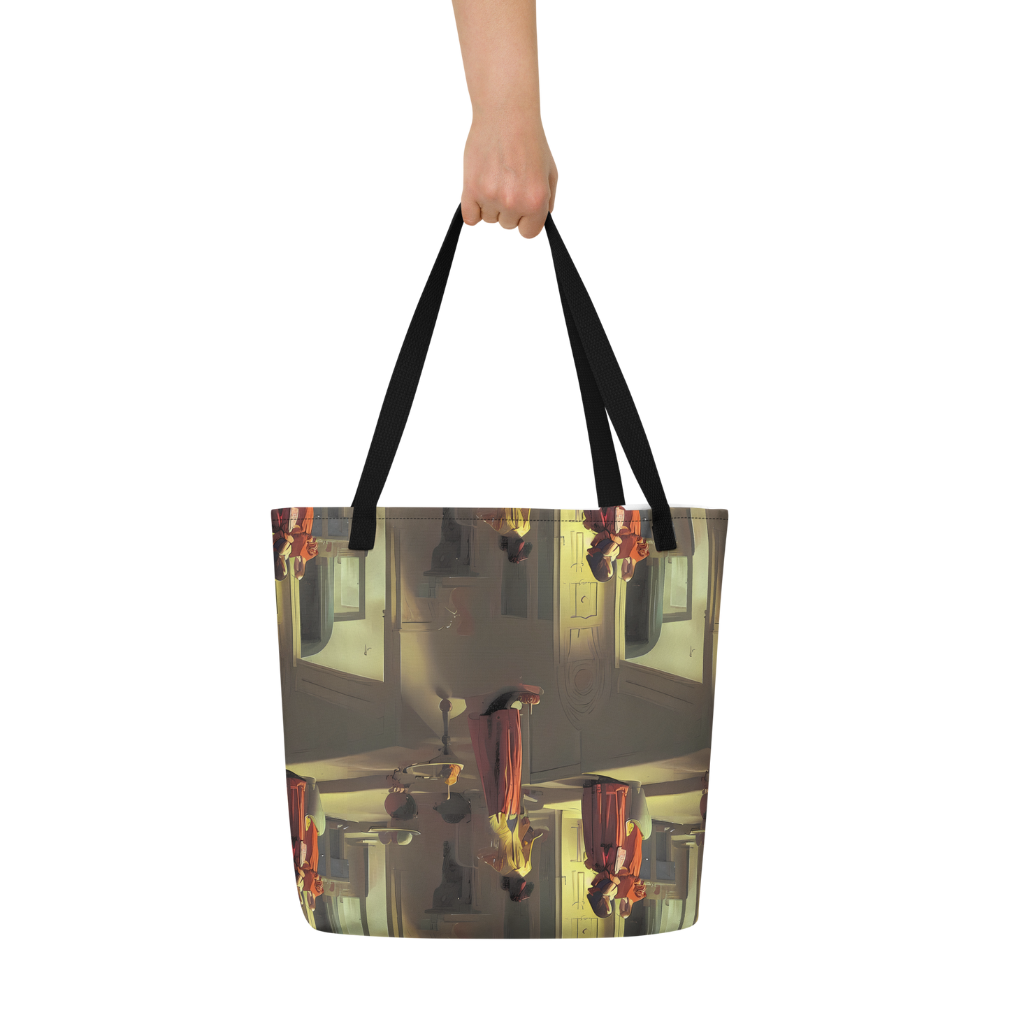 Large Tote Bag w/ Pocket - Surreal Shadows