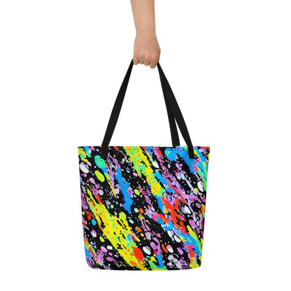 Large Tote Bag w/ Pocket - Pollock Pulse