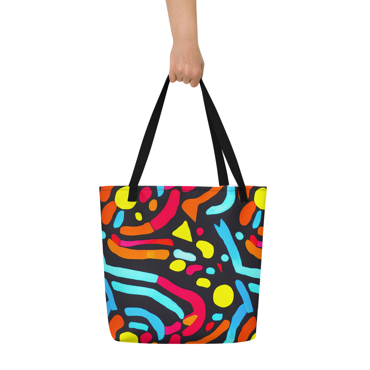 Large Tote Bag w/ Pocket - Midnight Stream