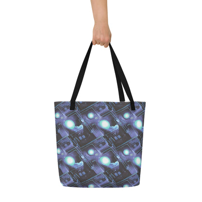 Large Tote Bag w/ Pocket - Galactic Circuit