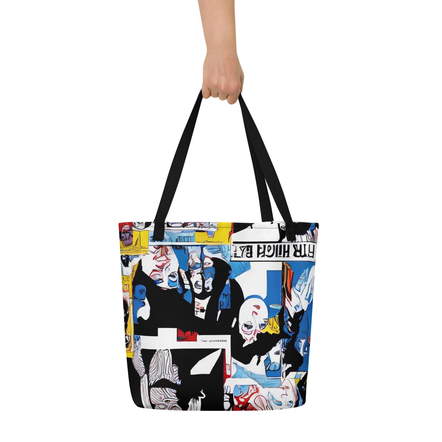 Large Tote Bag w/ Pocket - Pop Art Parade